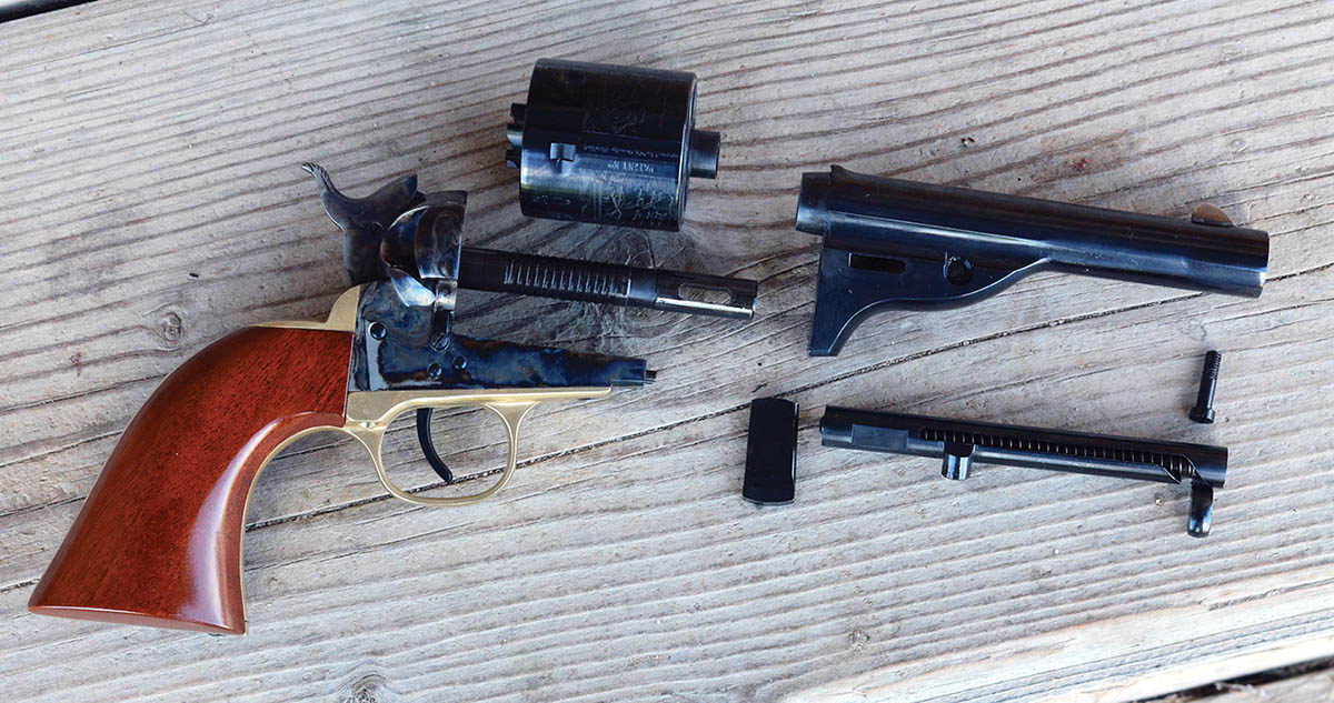 The Cimarron 1872 Open Top disassembled.